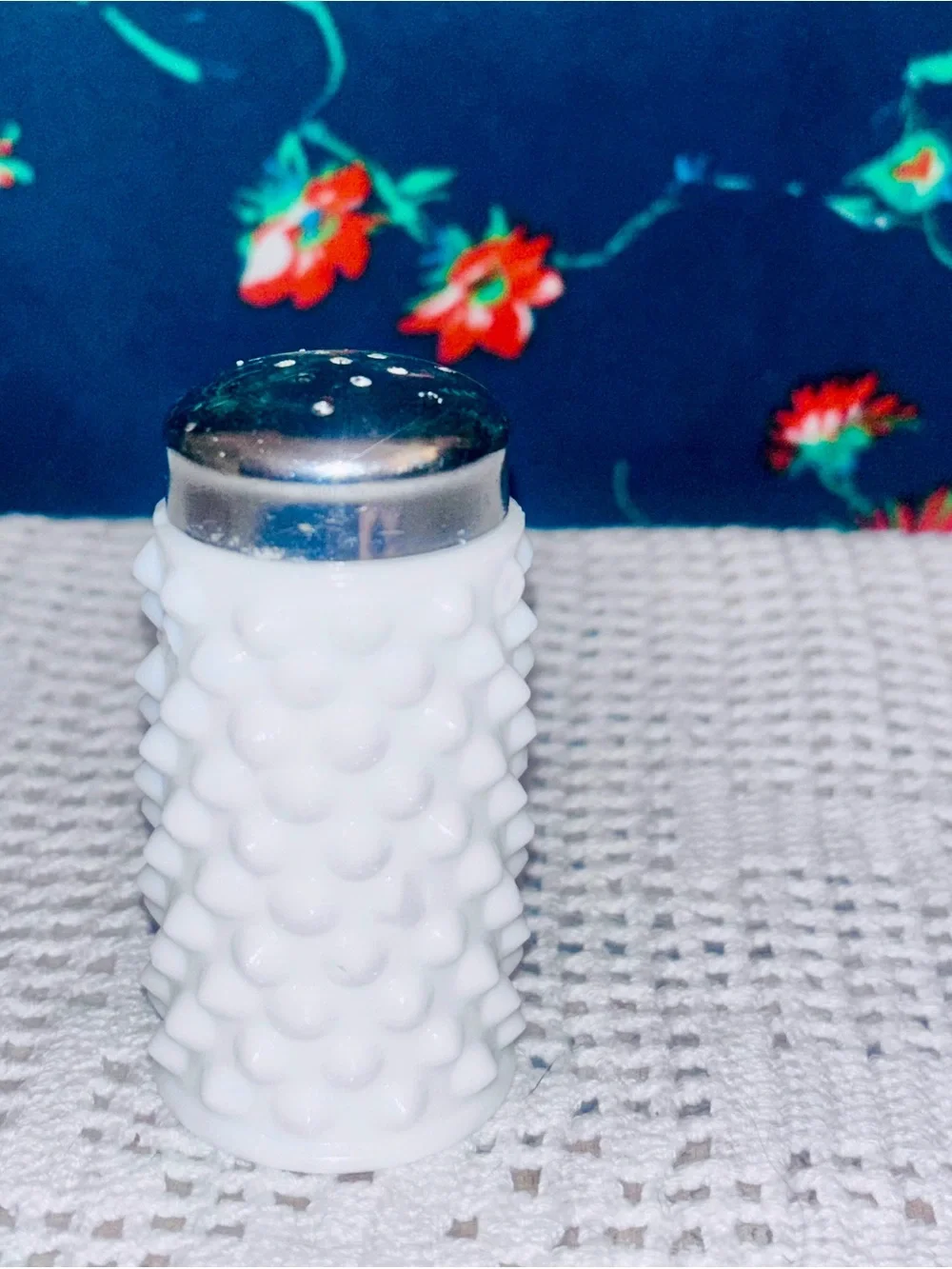 Vtg 1960s MCM Fenton Hobnail Milk Glass Salt and Pepper Shaker Set